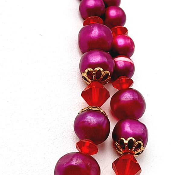 Vintage Arthur Pepper (ART) Purple Beads Red Crystal Necklace - Picture 6 of 14